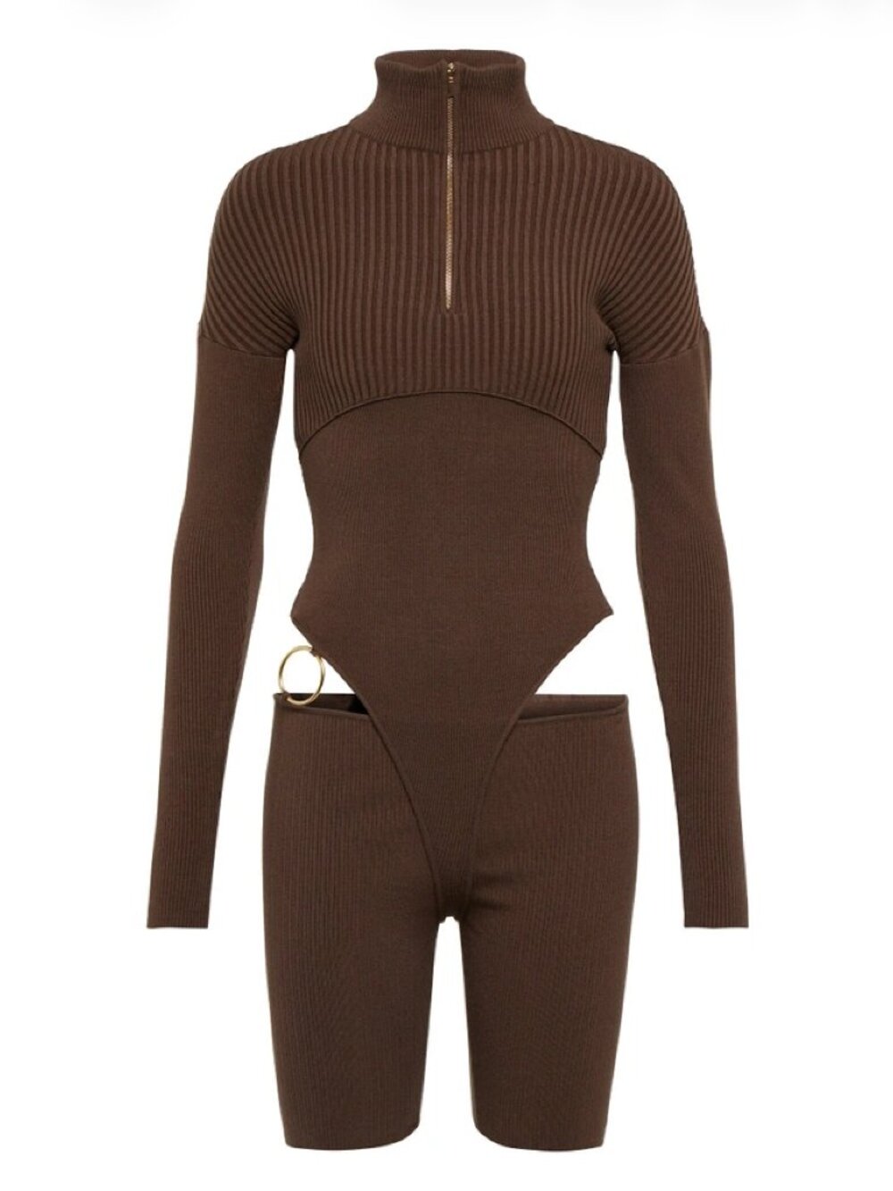 JACQUEMUS Brown La Montagne 'Le Body Bormio' Bodysuit in size 34 FR